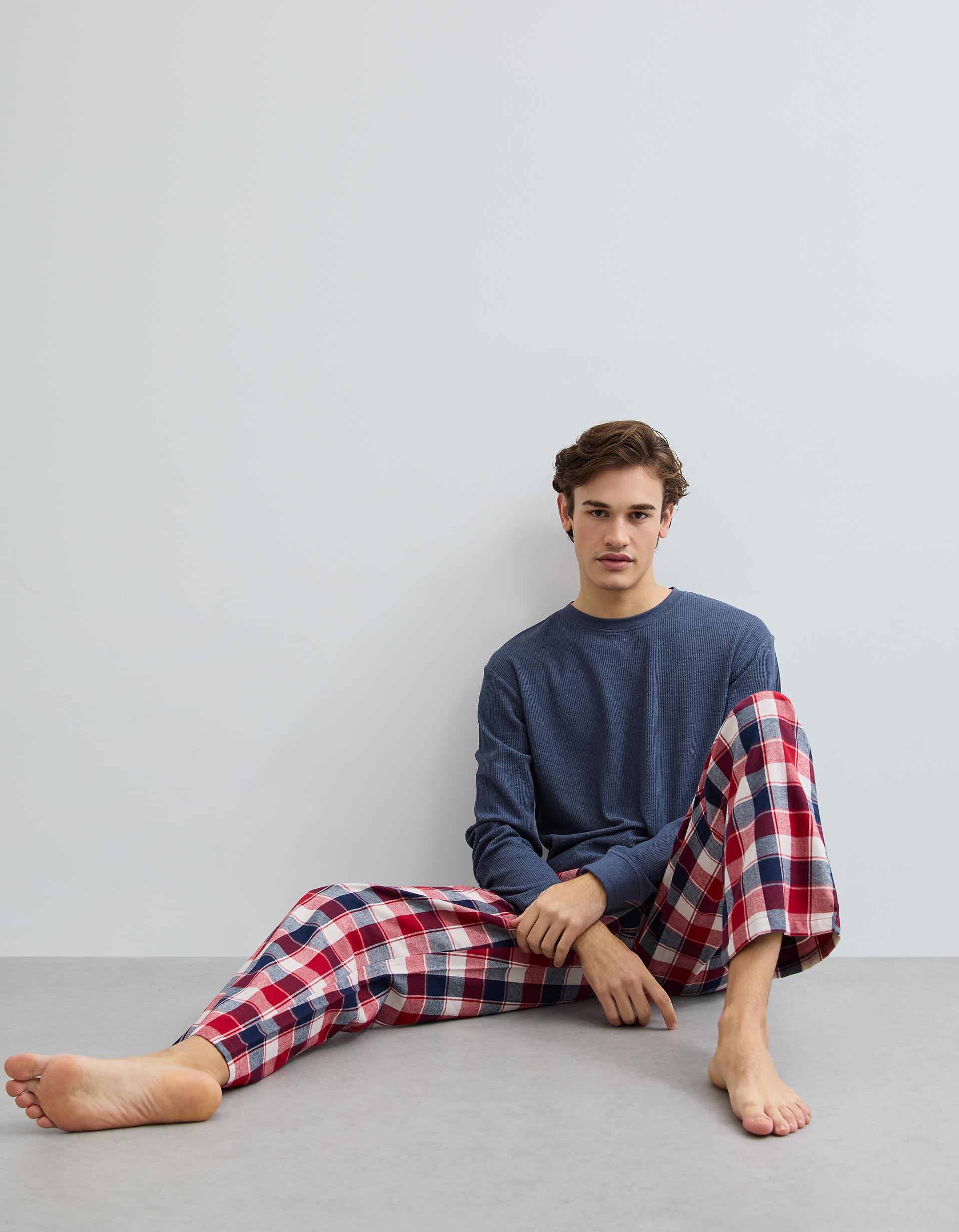 Pijama Xadrez, Homem, Azul Escuro