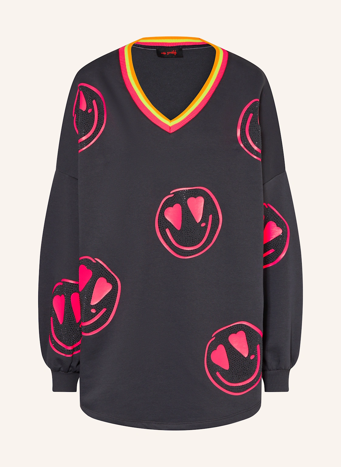 miss goodlife Sweatshirt HAPPY FACE mit Schmucksteinen