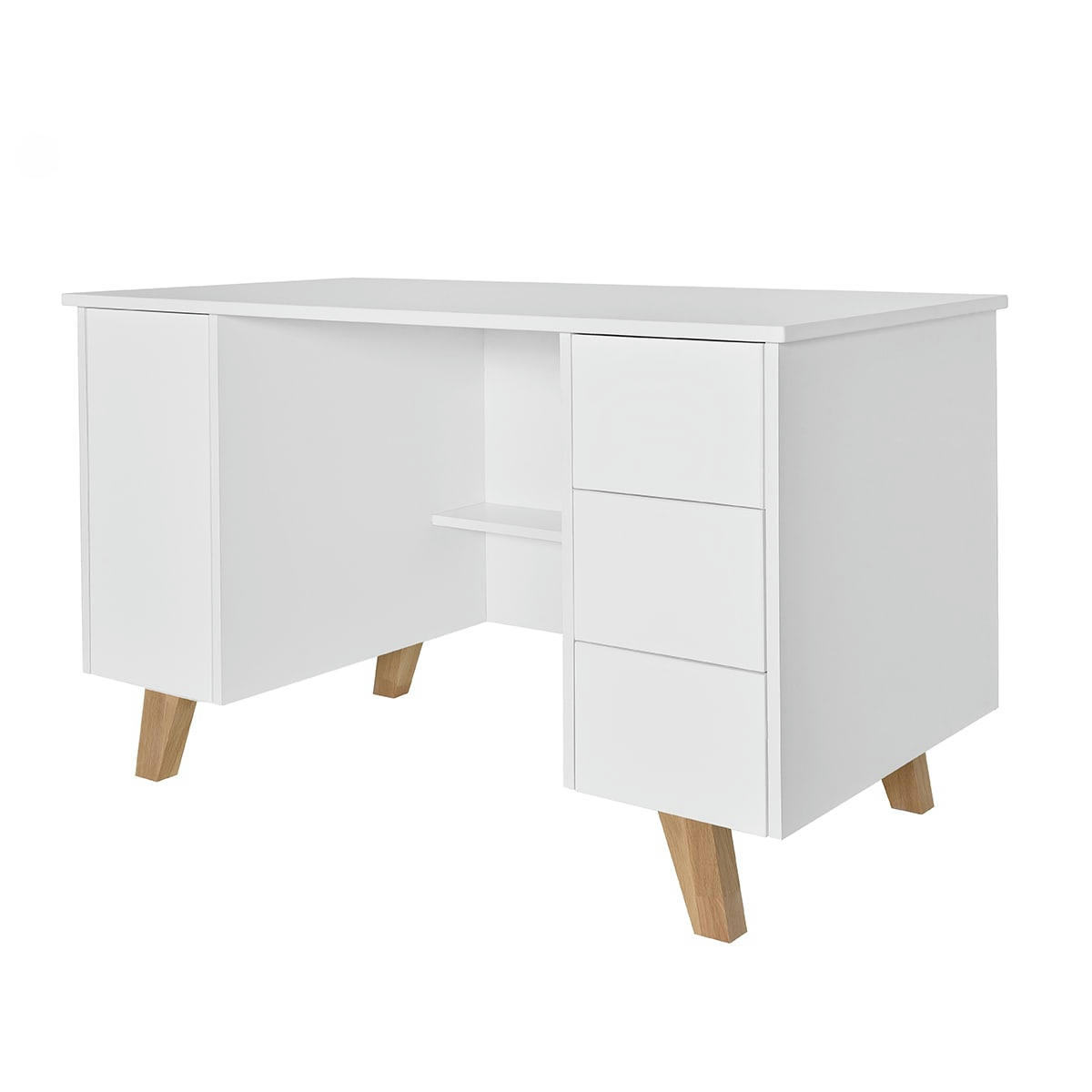 ZARA - Bureau 3 tiroirs 1 porte blanc