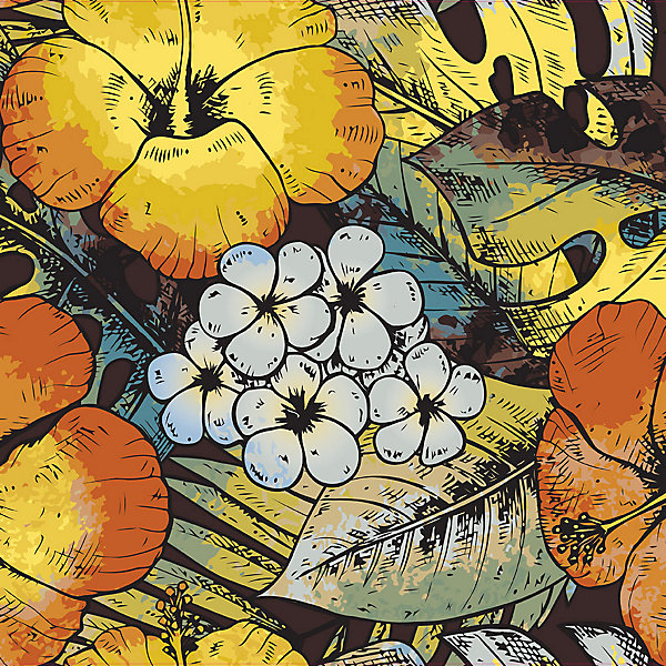 Crédence à coller Bouquet Hibiscus 400 x 50 cm