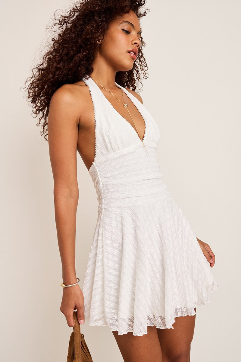 Jane Halter Lace Mini Dress