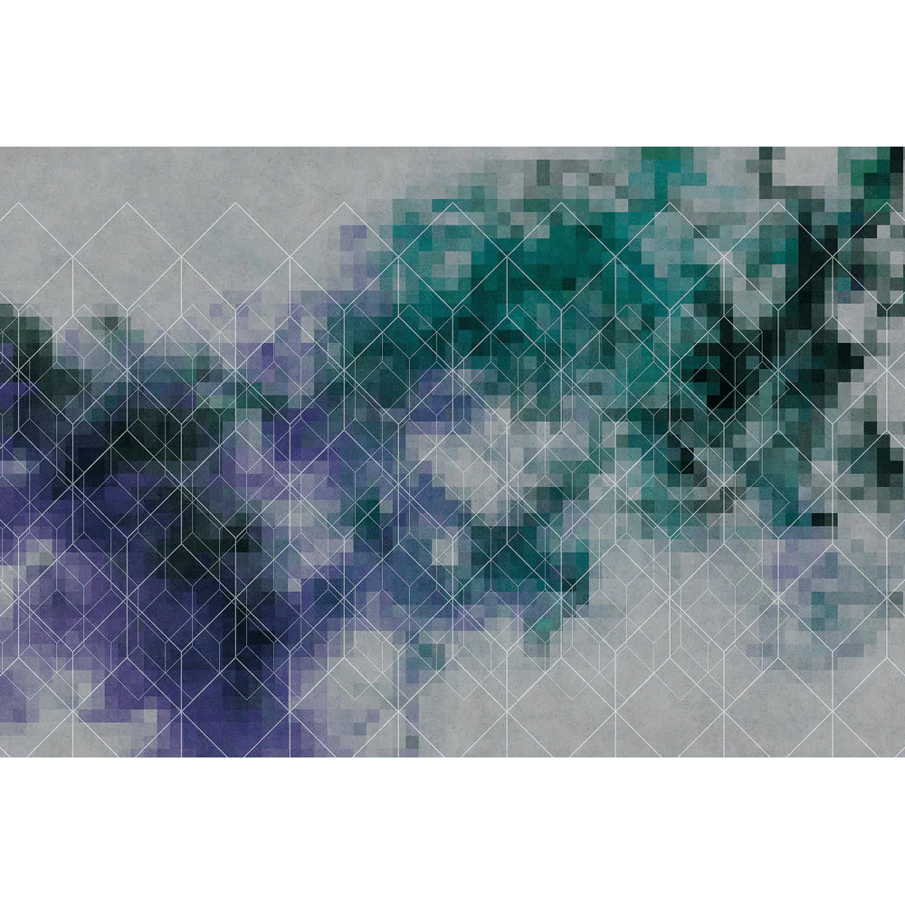 Papier peint panoramique XL PIXELCOLORS 400 x 270 cm bleu pétrole et vert émeraude