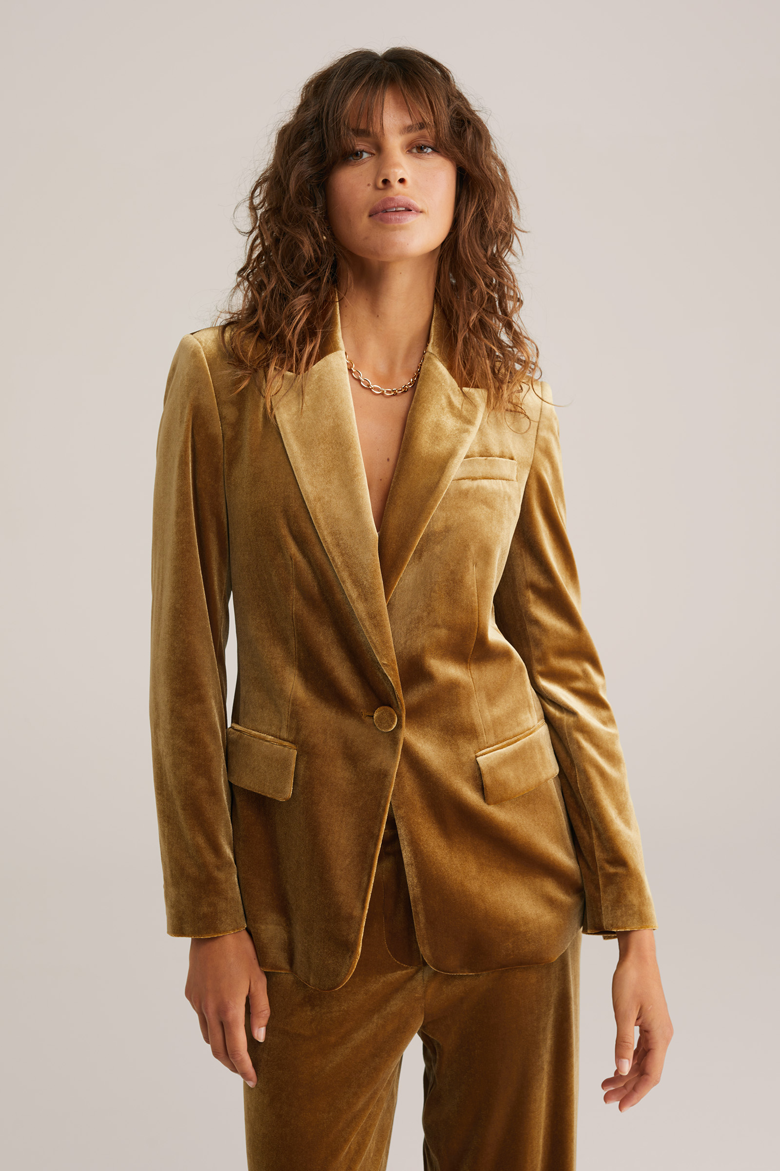 Dames regular fit velvet blazer