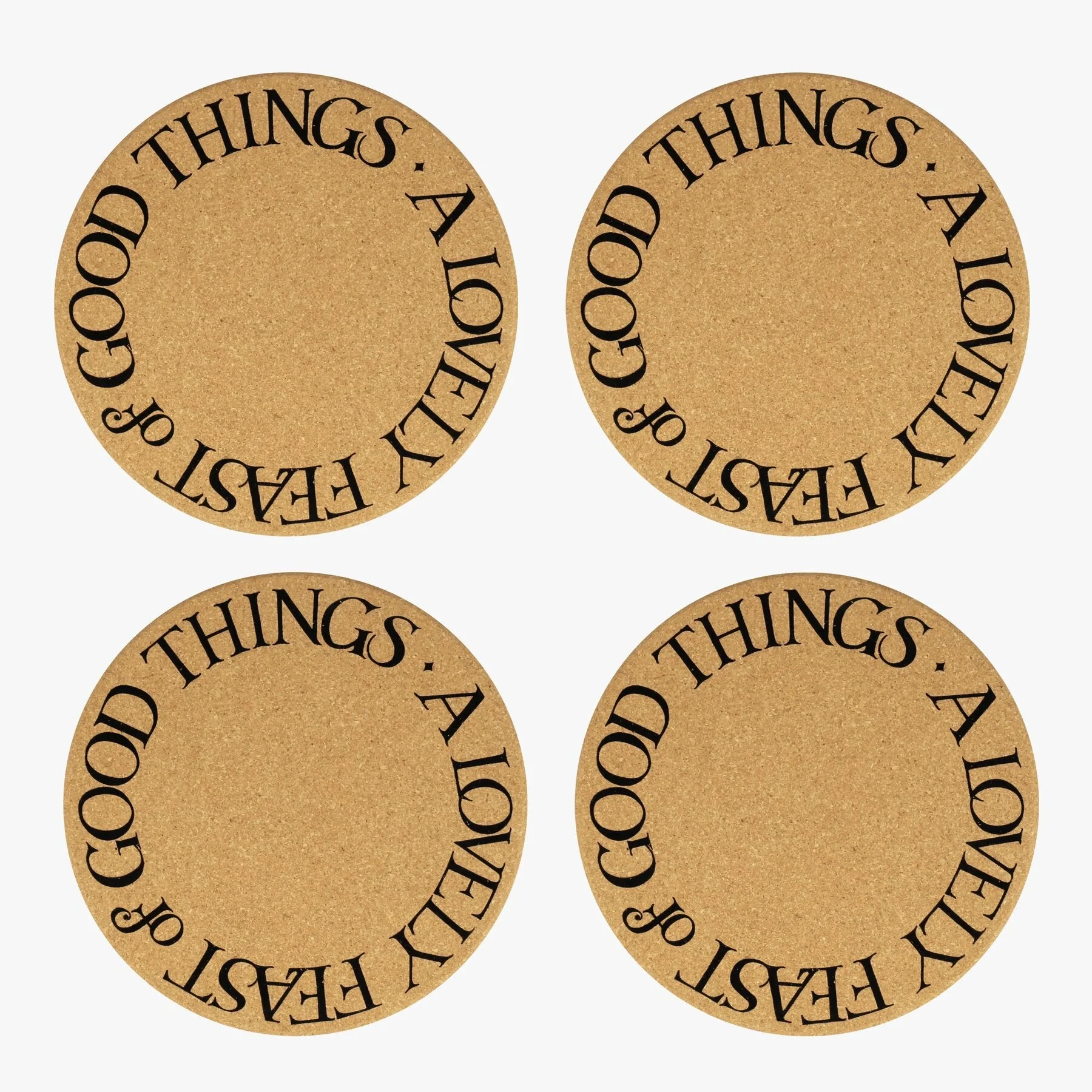 Black Toast Set Of 4 Cork Placemats