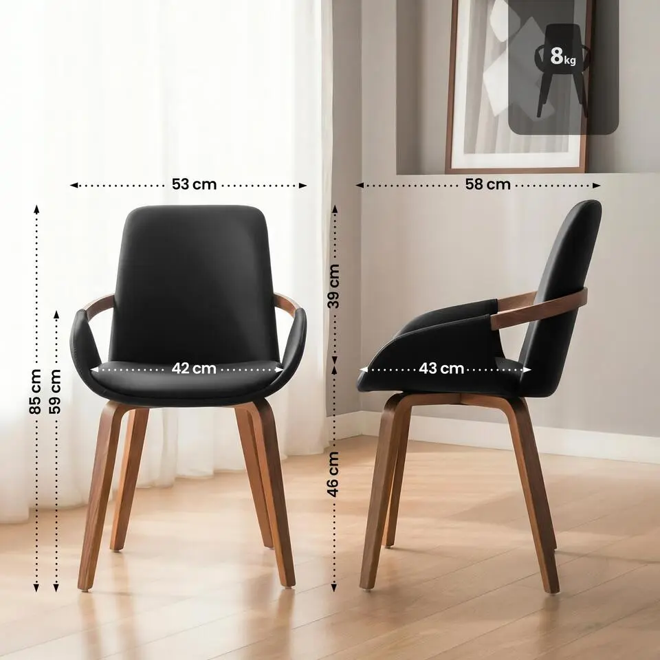 CLP Eetkamerstoel Bertol walnoot Frame - Kunstleer - walnoot/zwart