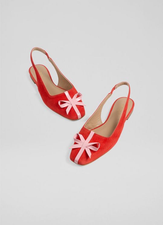 Frieda Red Suede Slingback Flats