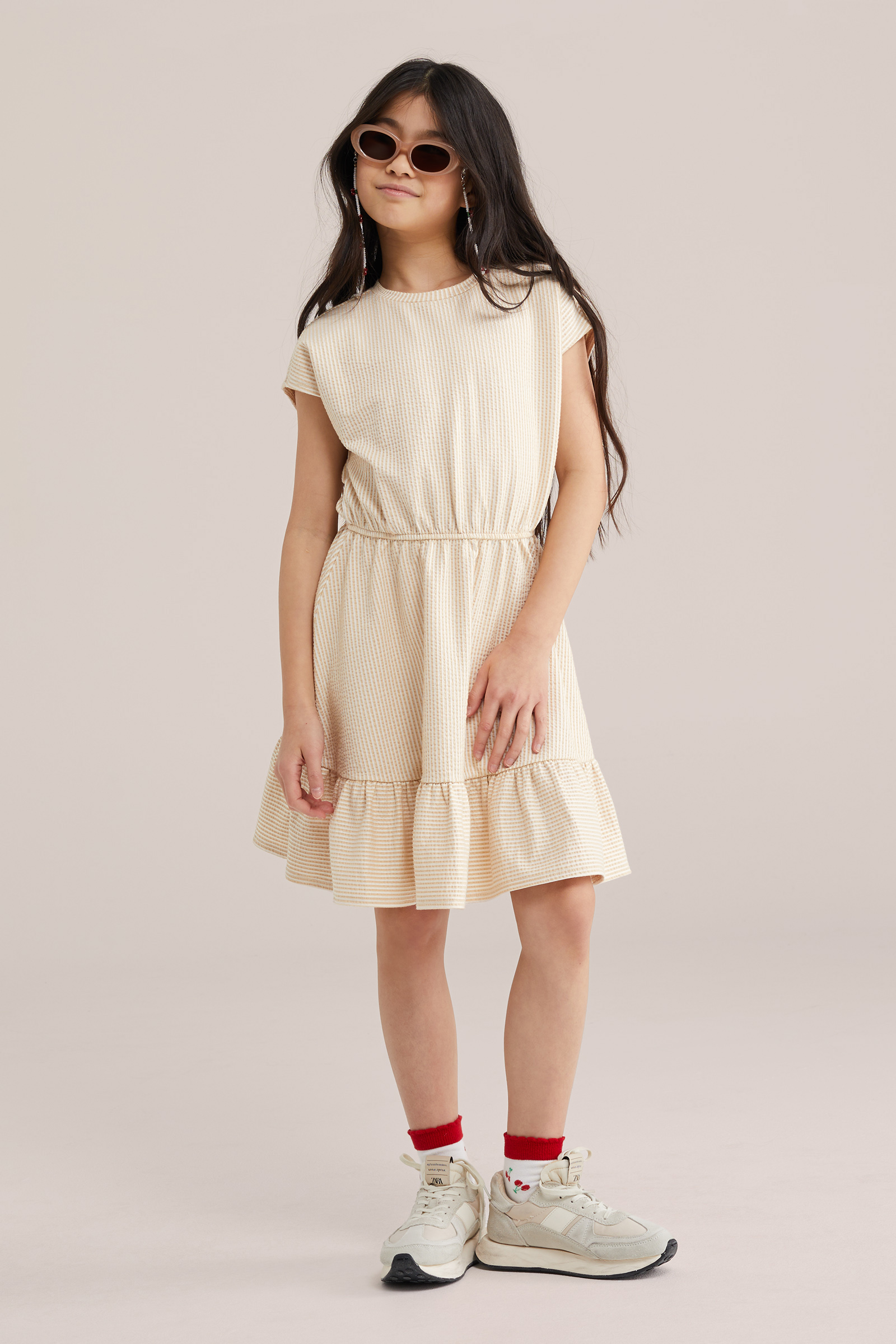 Meisjes seersucker jurk met streep