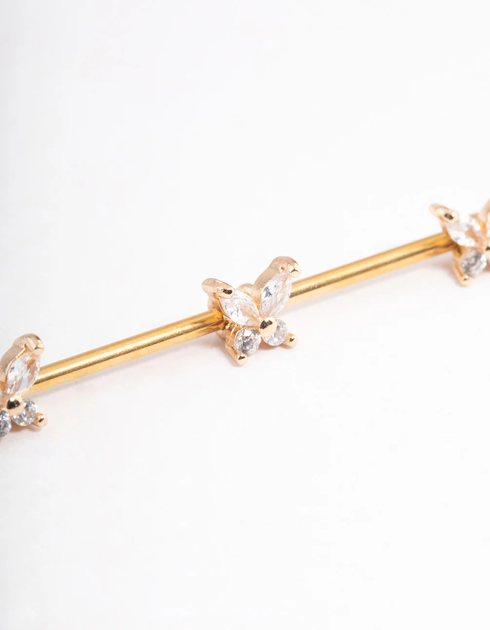 Gold Plated Surgical Steel Triple Butterfly Industrial Bar