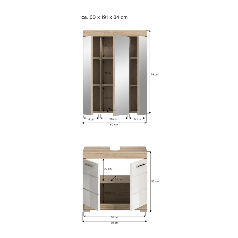 Badschrank 2-teilig Lambada