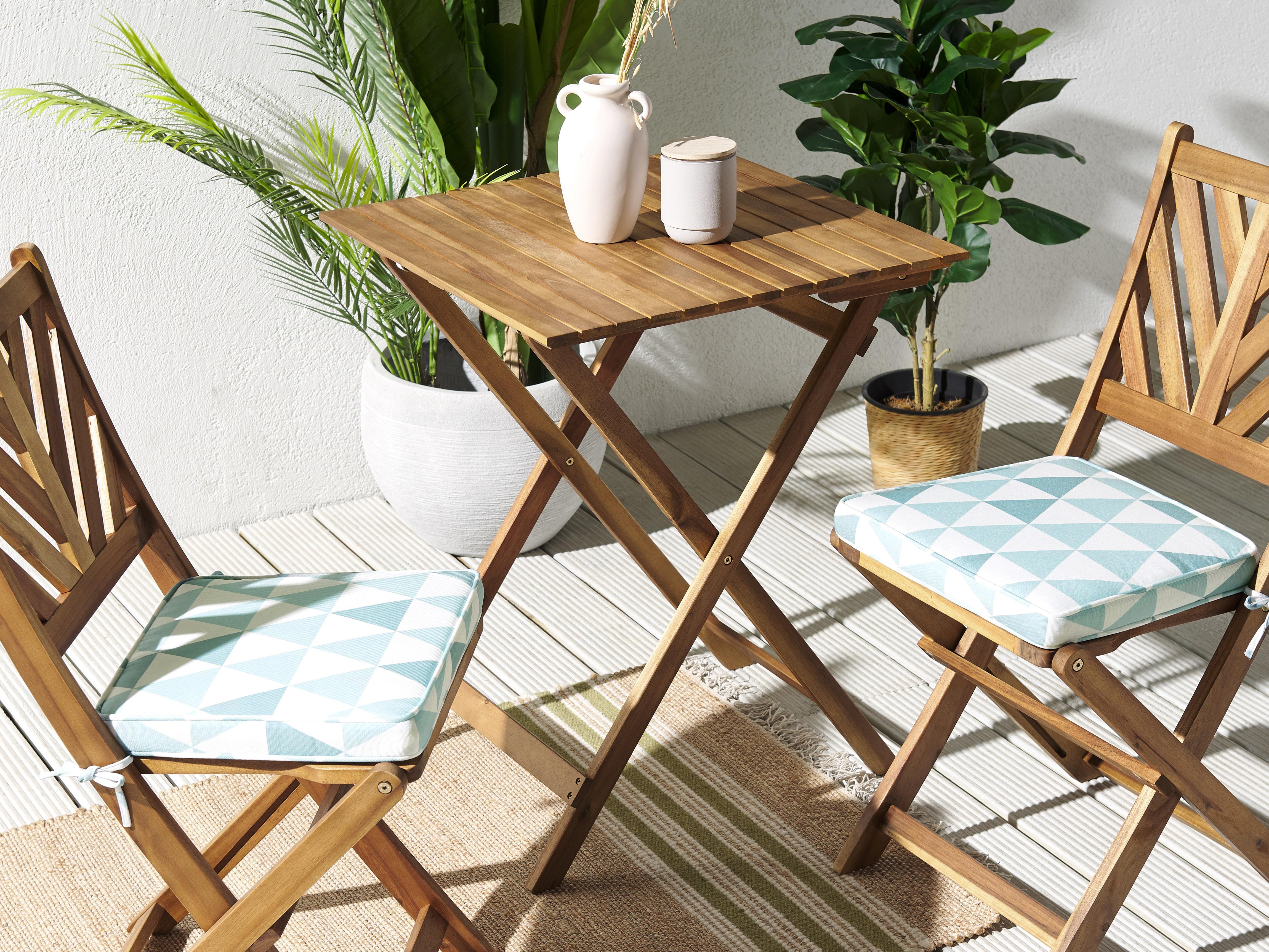 Set of 2 Garden Chair Cushions TERNI 37 x 34 cm Light Blue