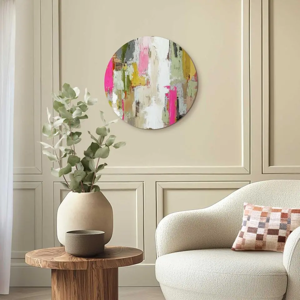 Glasschilderij Abstracte harmonie - &Oslash; 50 - Bont