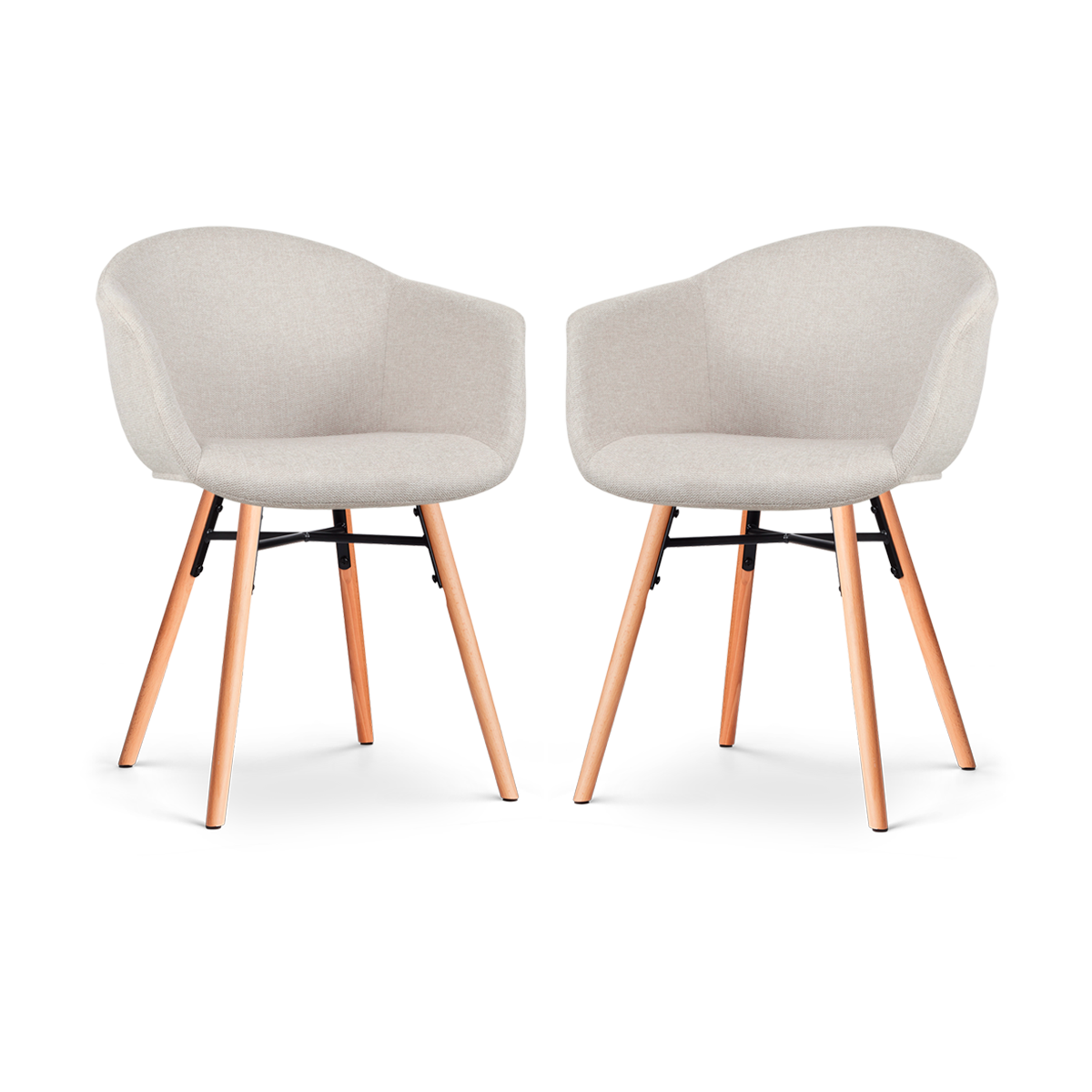 Nolon Nena-Otis Eetkamerstoelen Set van 2 - Beige - Houten Poten