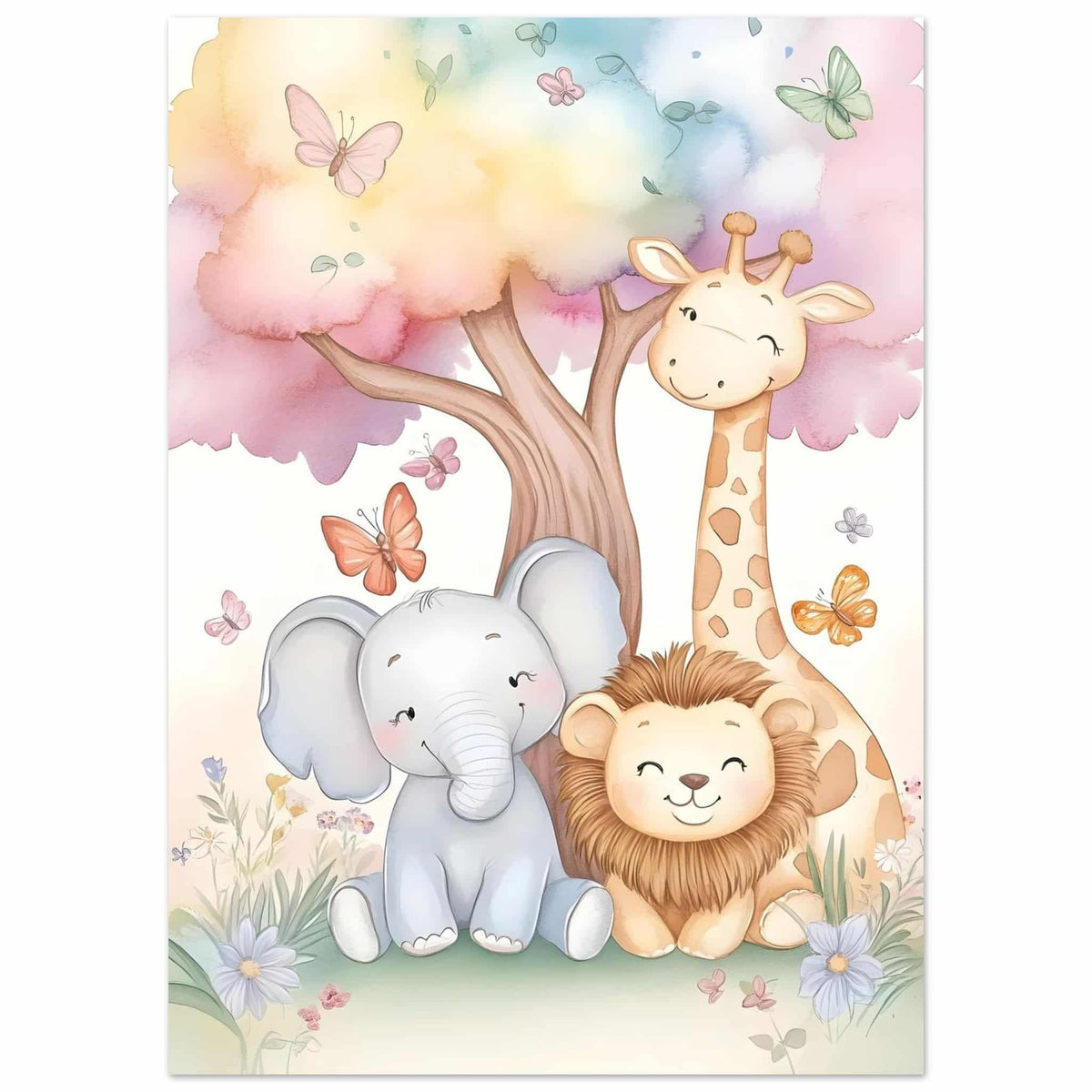 Artfulprints Poster Vrolijke safari familie  - 50x70 cm - Meerkleurig