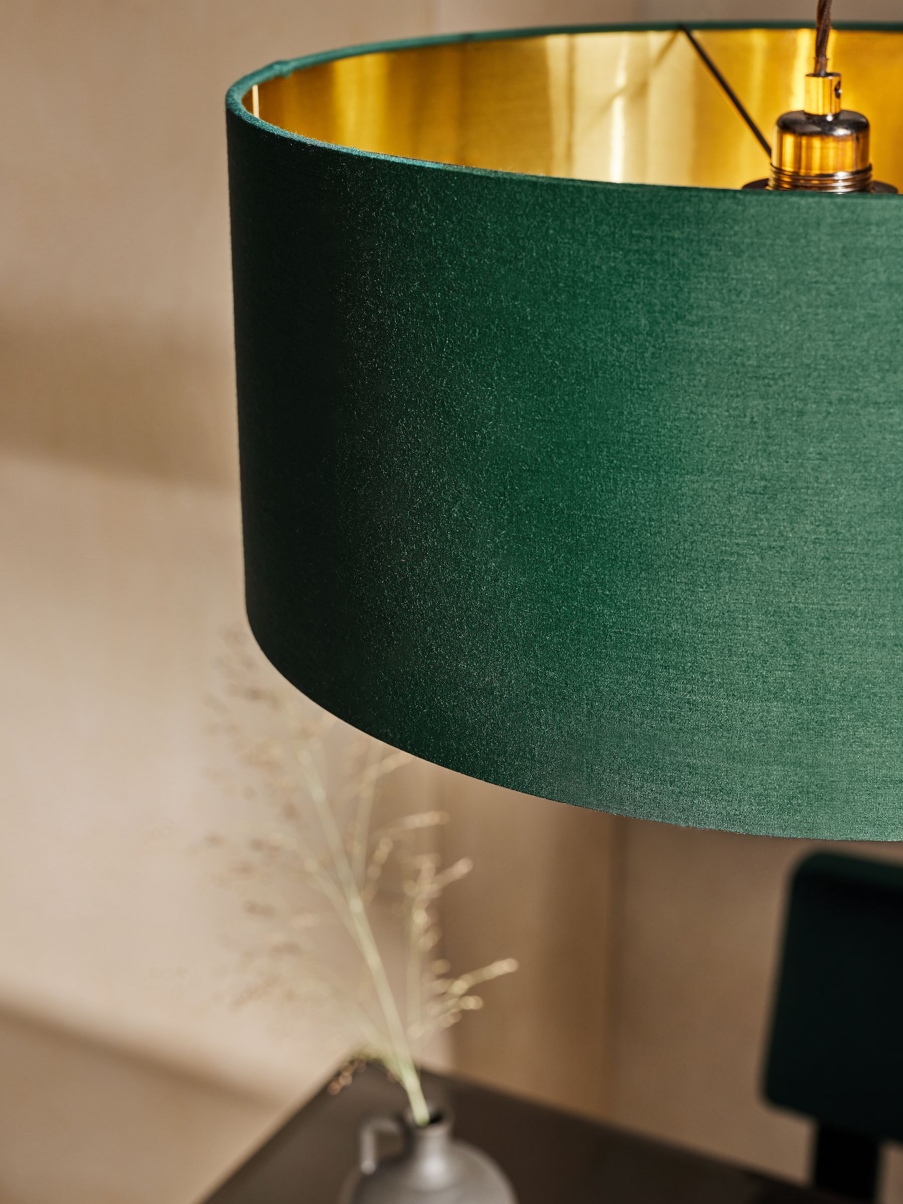 Oro Easy Fit Drum Shade in Green and Brushed Brass