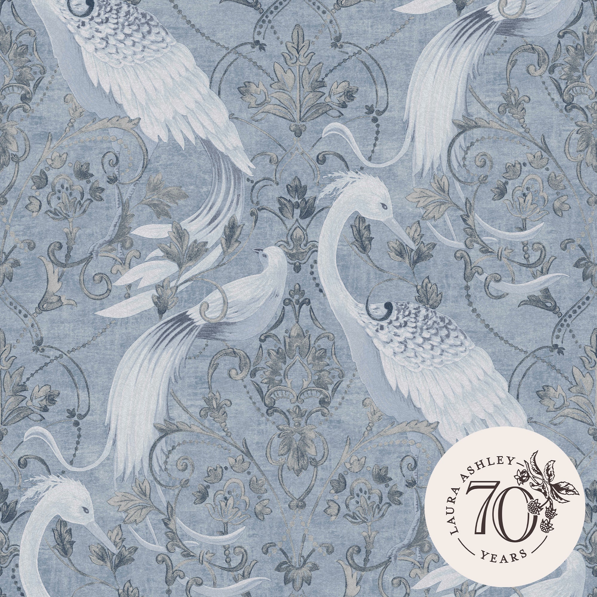 Laura Ashley Vliesbehang - Tregaron Midnight Blue - Blauw 10mx52cm