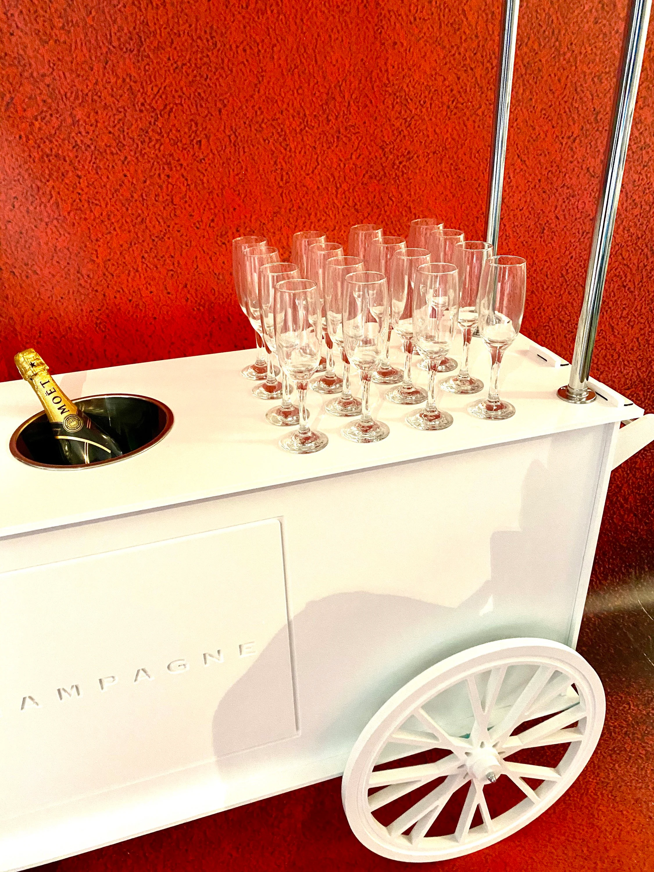 Moveable Champagne Cart: Holds 40 Flutes & 2 Buckets