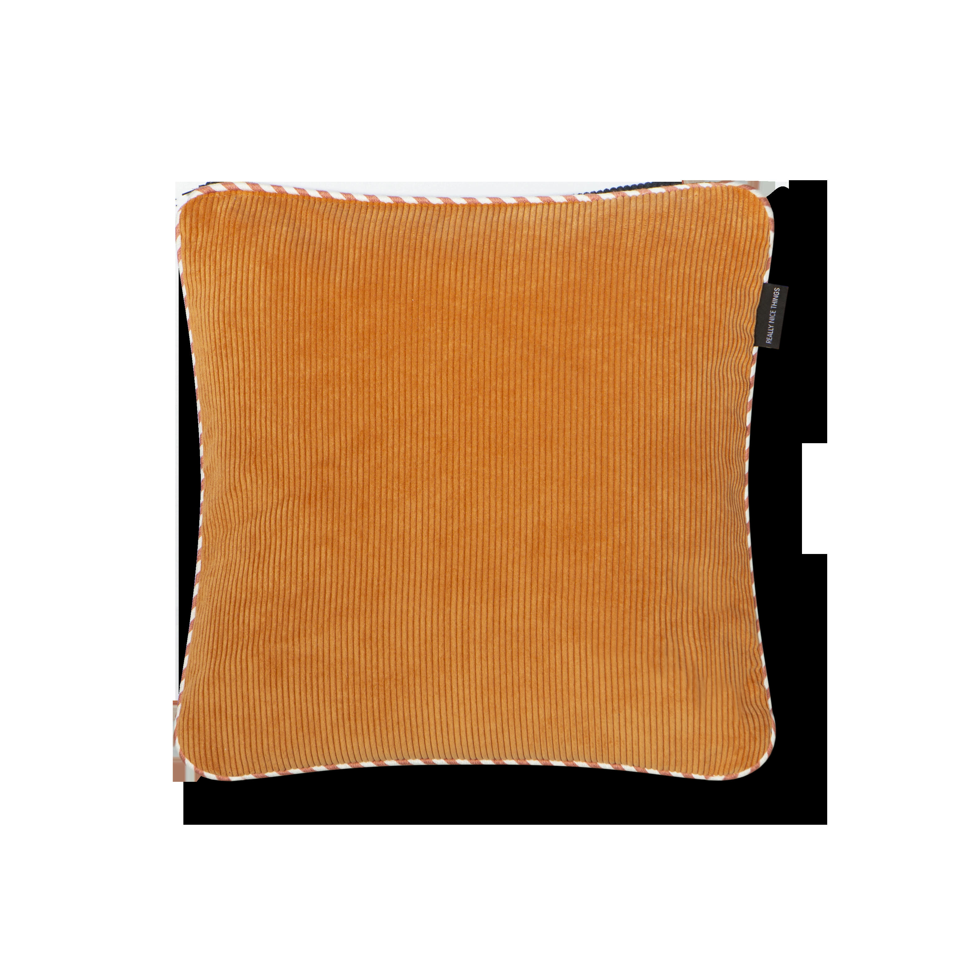 CORDUROY - Coussin réversible  velours côtelé orange bleu 45x45 finition bicolore