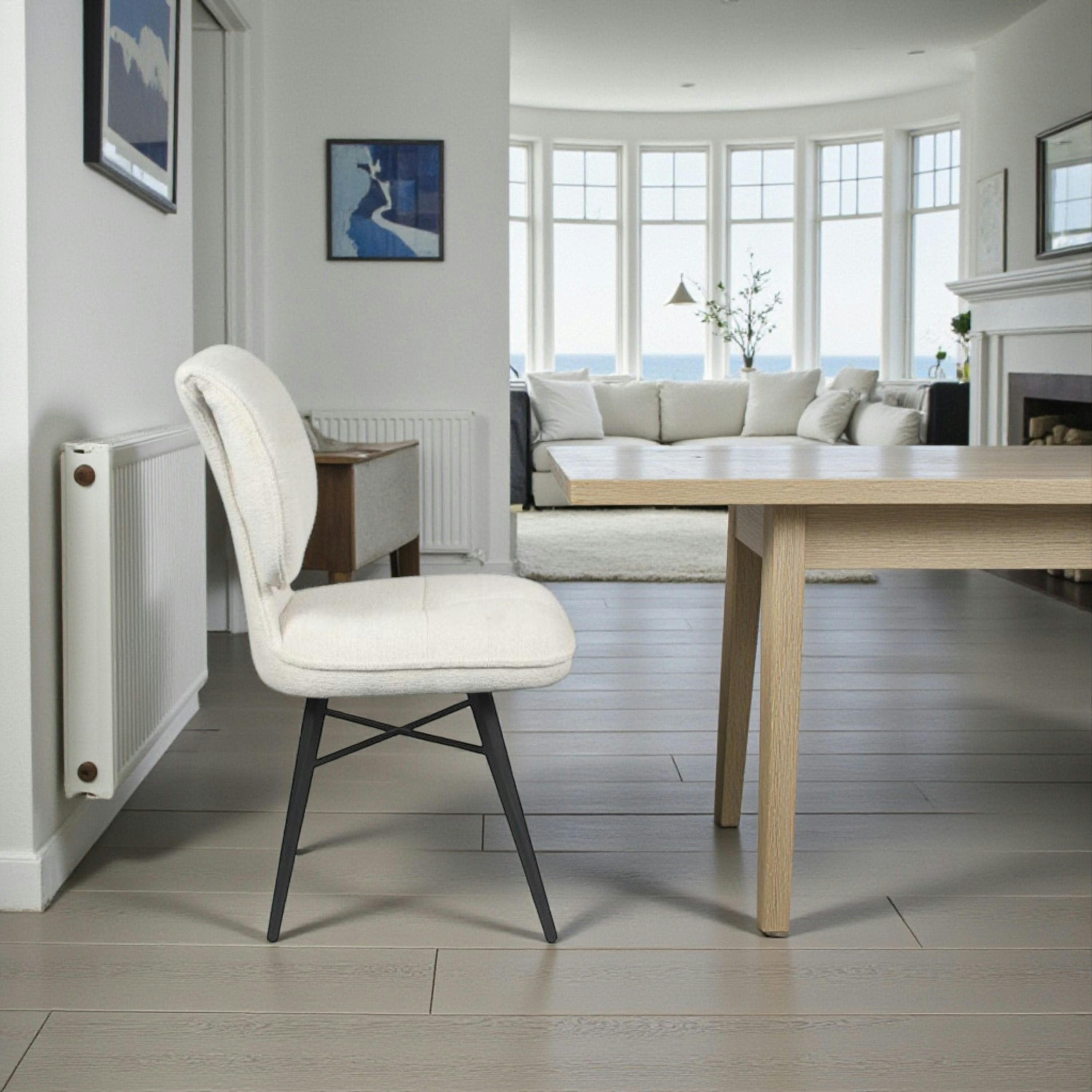 Chaise tissu écru à dossier double (lot de 2) LIGURIE
