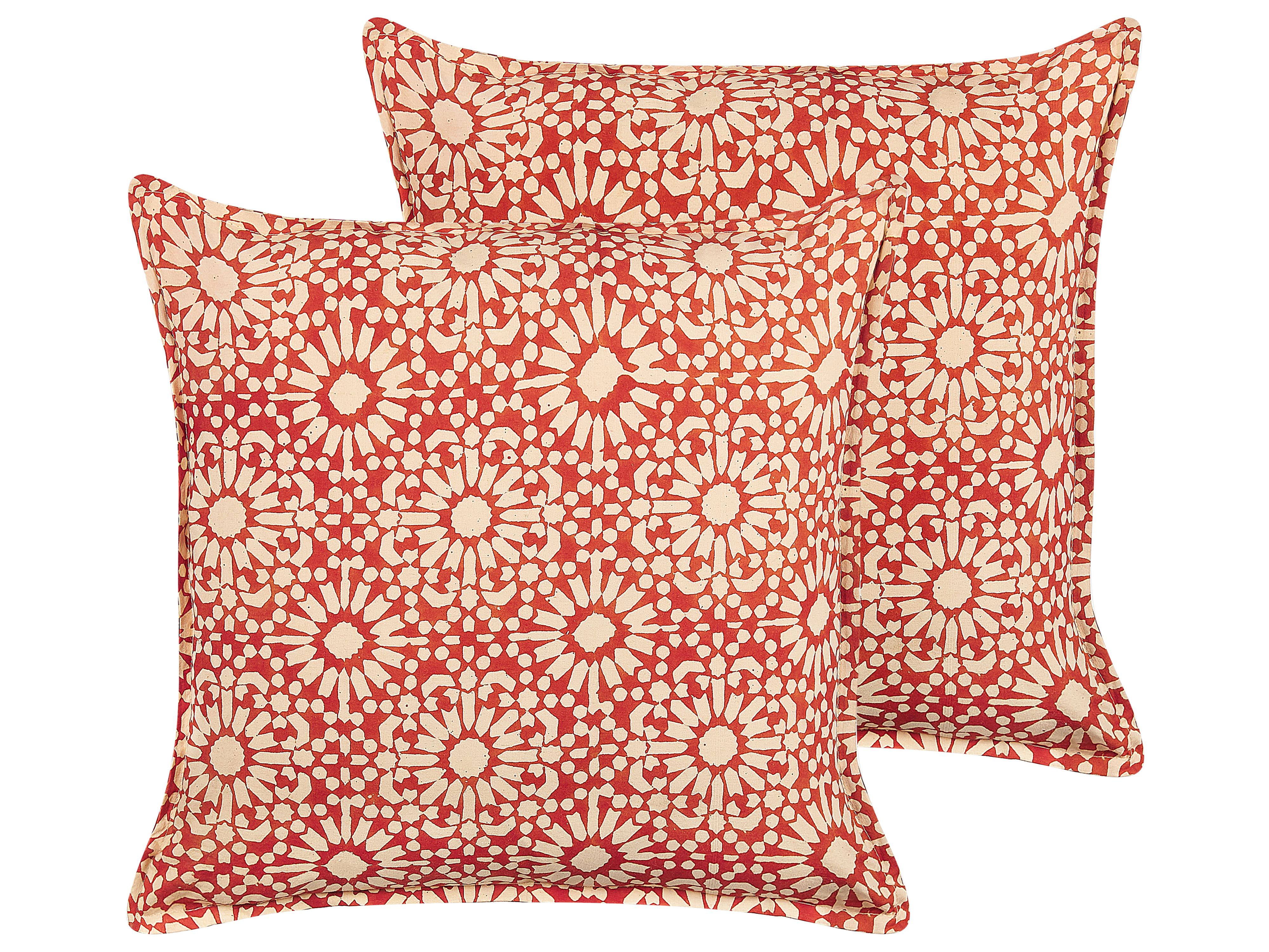 Throw Cushion CEIBA Cotton 45 x 45 cm Red Geometric Pattern