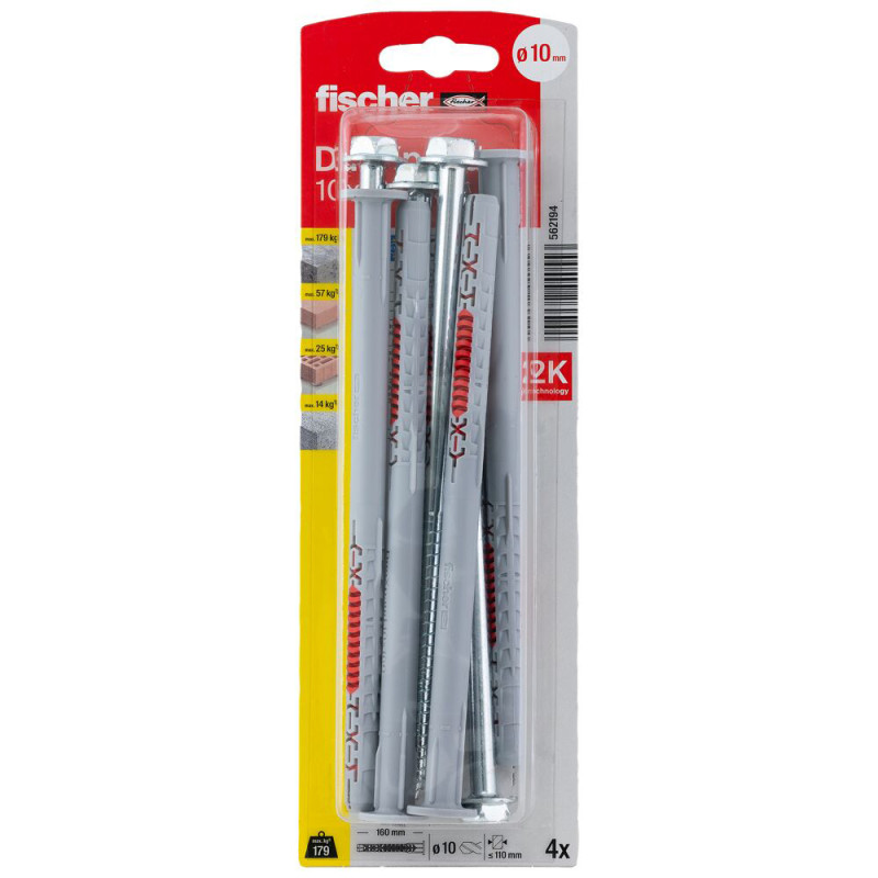 Cheville DuoXpand en nylon avec vis à tête hexagonale Ø 10 x 160 mm 4 pièces
