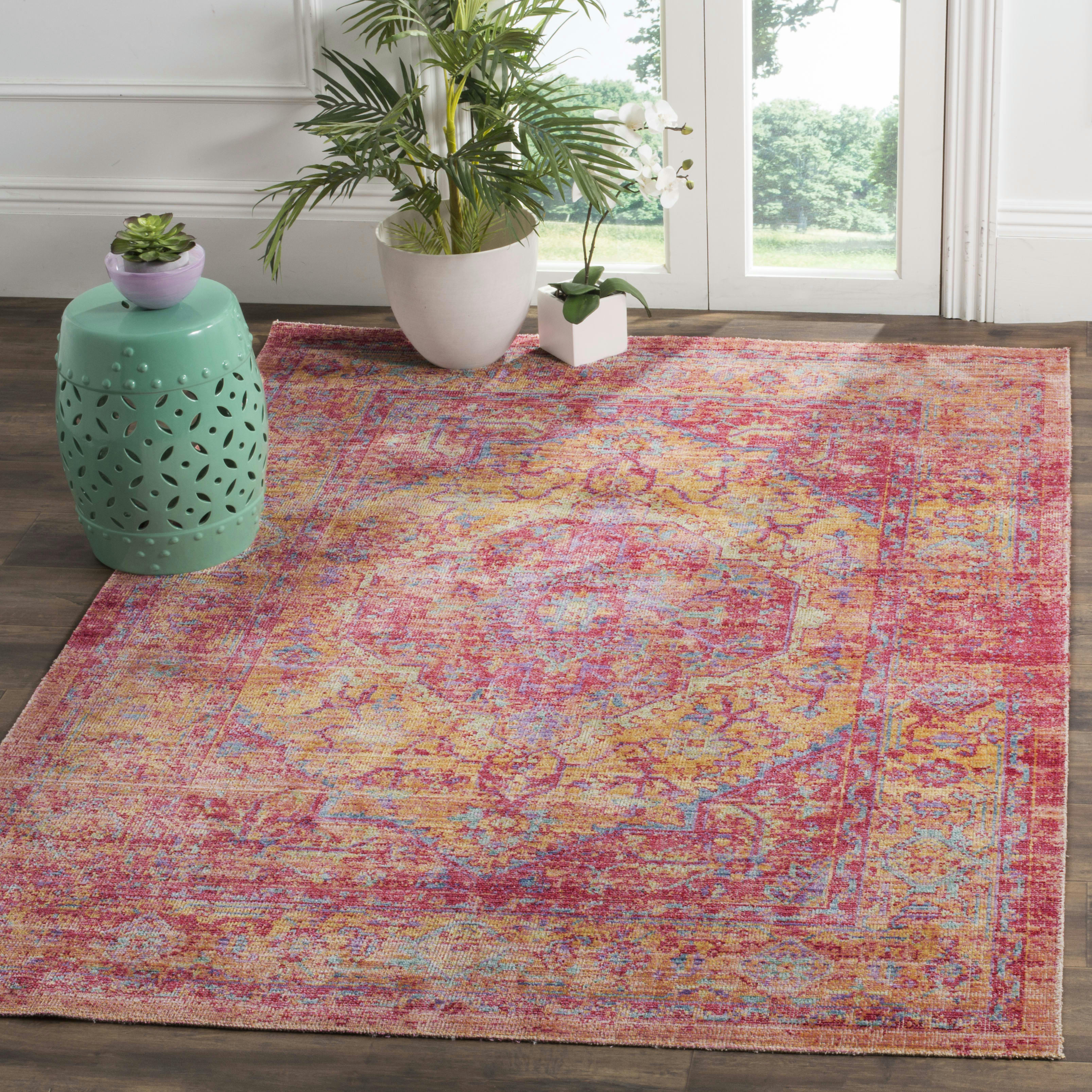 WINDSOR - Tapis de salon interieur en or & fuchsia, 122 x 183 cm