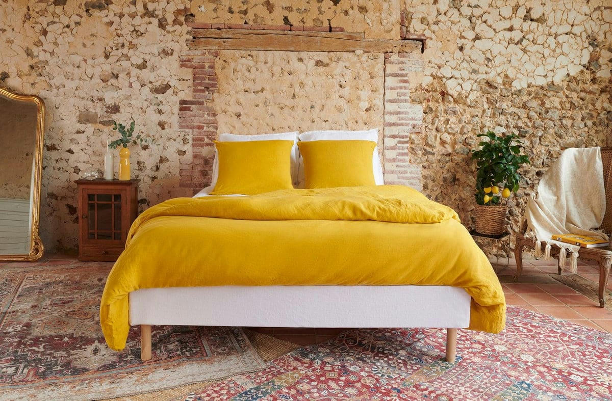HOUSSE DE COUETTE LIN - Housse de couette en lin jaune 240x220cm