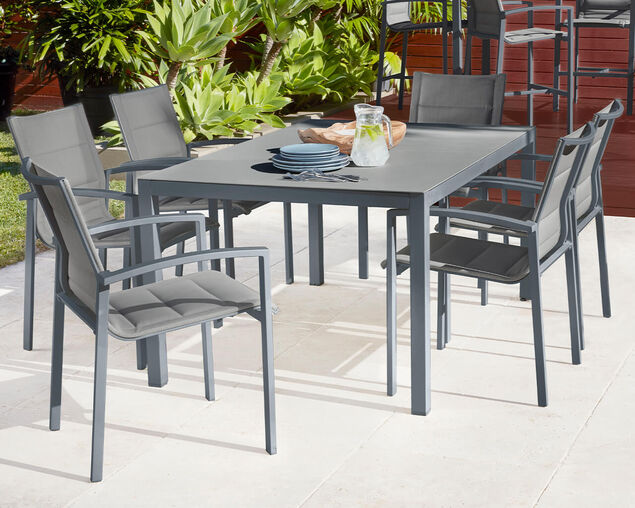 Boston 7 Piece Dining - Gunmetal Grey