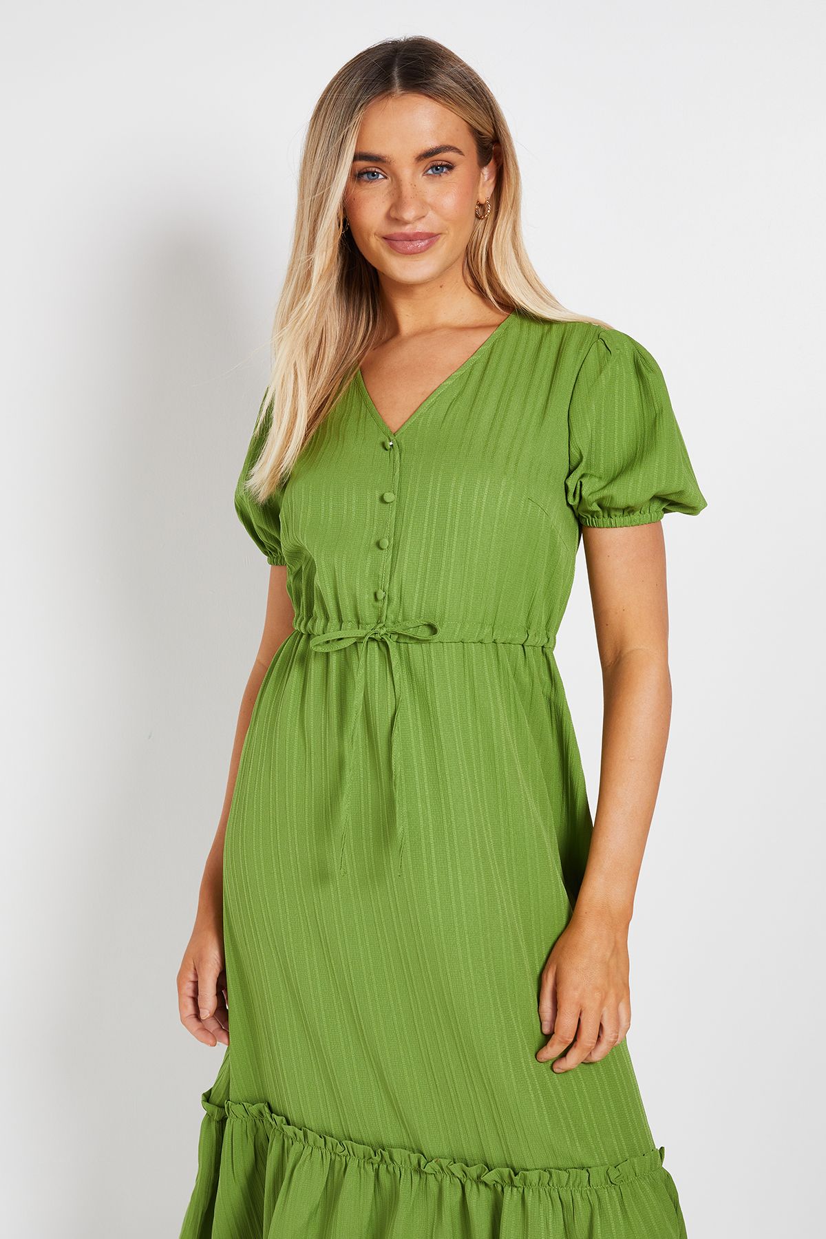 Dorothy Perkins Drawstring Waist Bubble Sleeve Midi Dress
