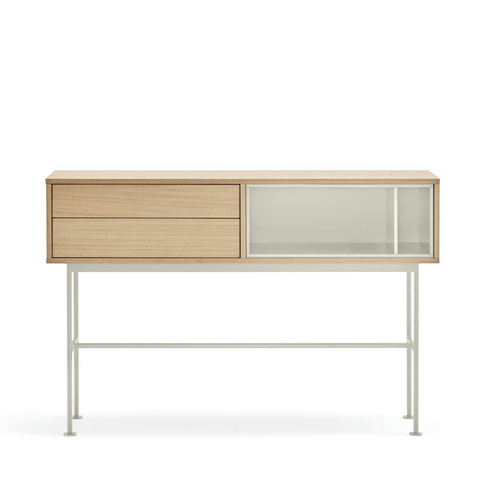 YOKO - Console 2 tiroirs en bois L120cm blanc