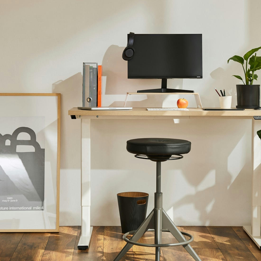 ELEVA PREMIUM - Bureau assis-debout électrique effet bois naturel 180x80x3cm