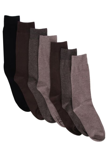 Mens 7pk Brown Cotton Rich Ankle Socks