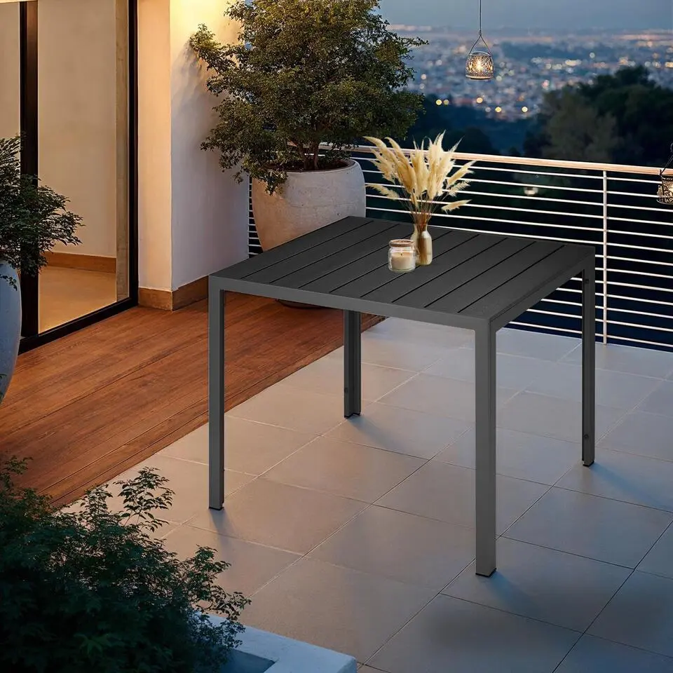 tectake Aluminium tuintafel Maren met in hoogte verstelbare poten 90x90x74,5cm
