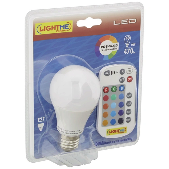 LED-Leuchtmittel »Varilux®«, 6 W, E27, 2700 K, warmweiß/rot/grün/blau, 470 lm