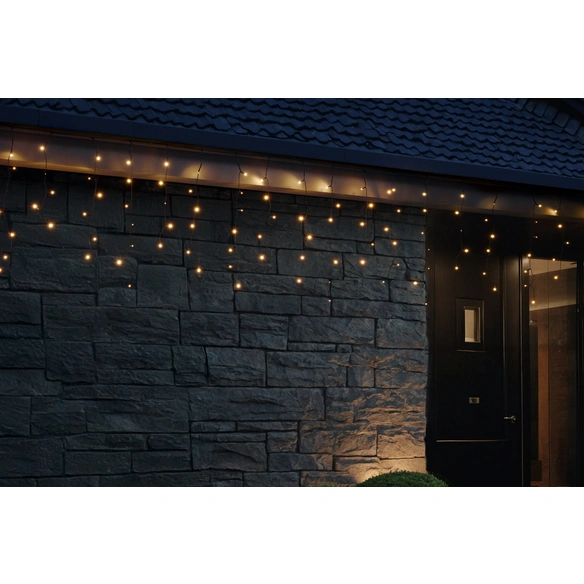 LED-Eisregen, 120 LEDs, 5 m, 2700K, IP44, schwarz