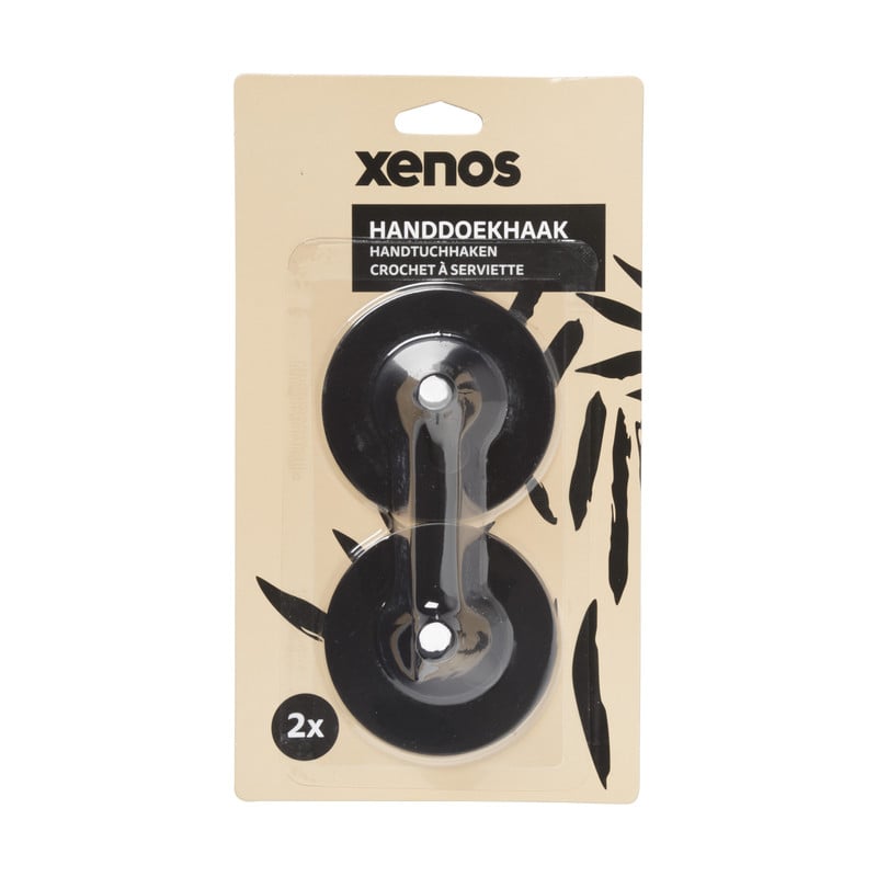 Handdoekhaken - zwart - set van 2