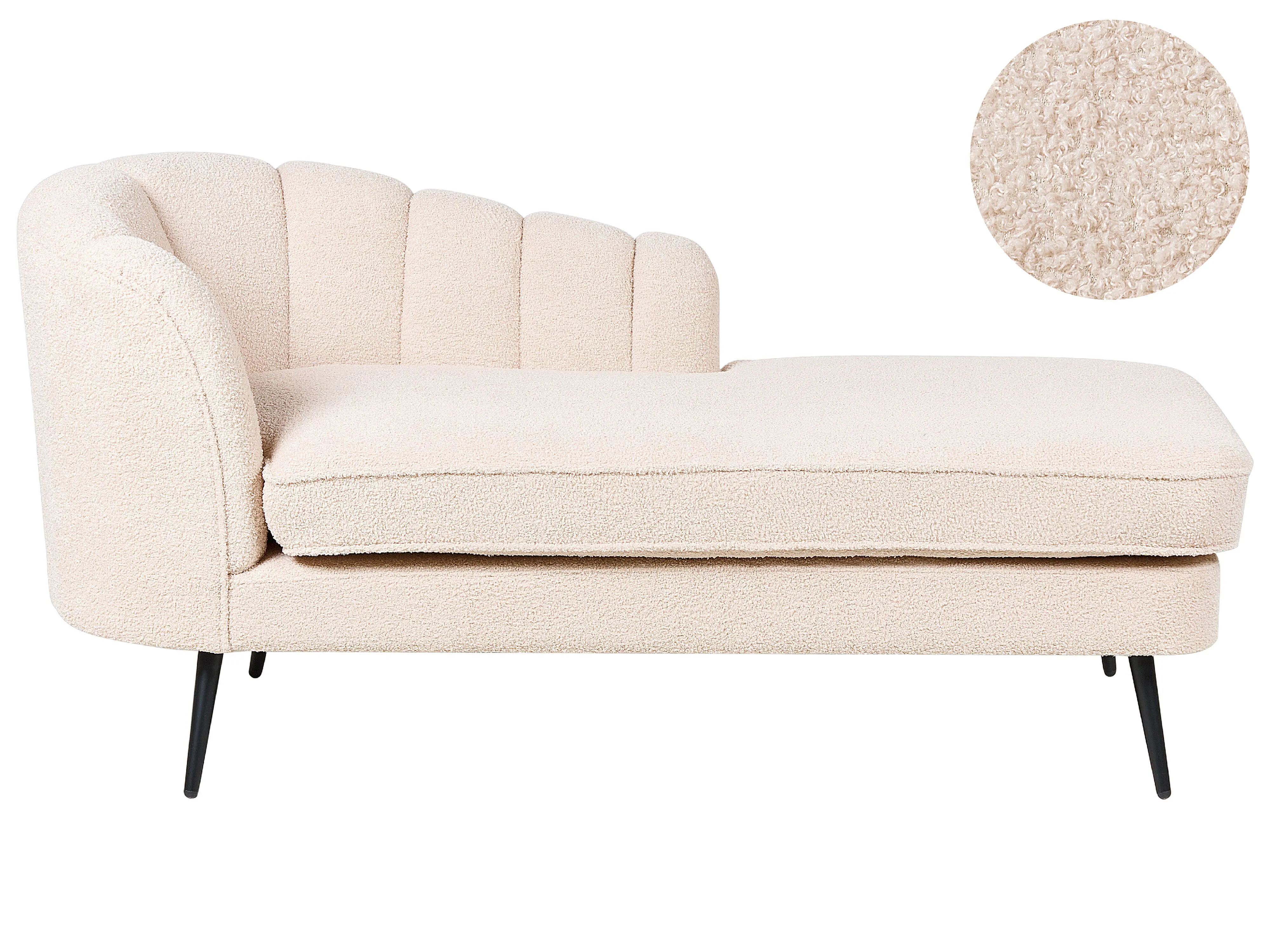 Left-Hand Chaise Longue ALLIER Boucle Light Beige