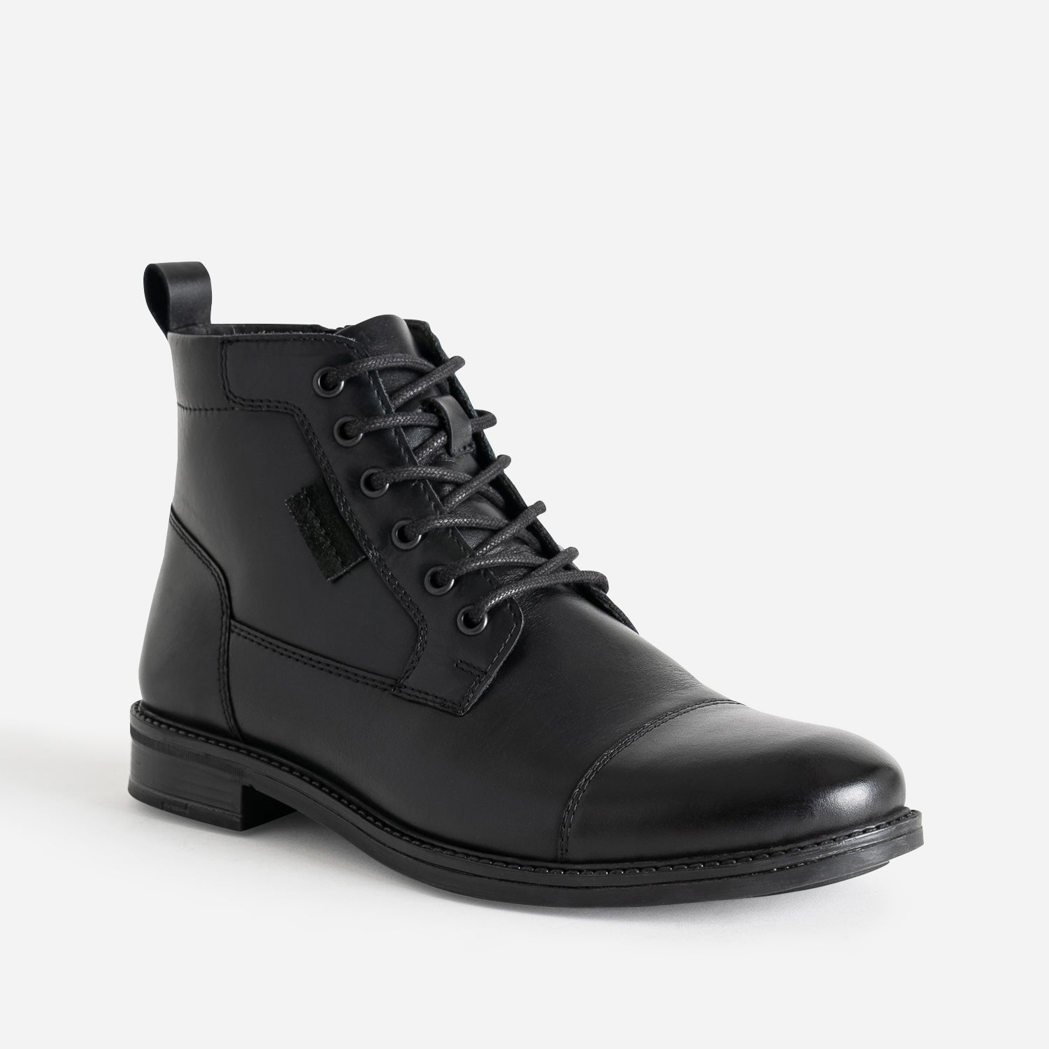 Boots à lacet noir en cuir
