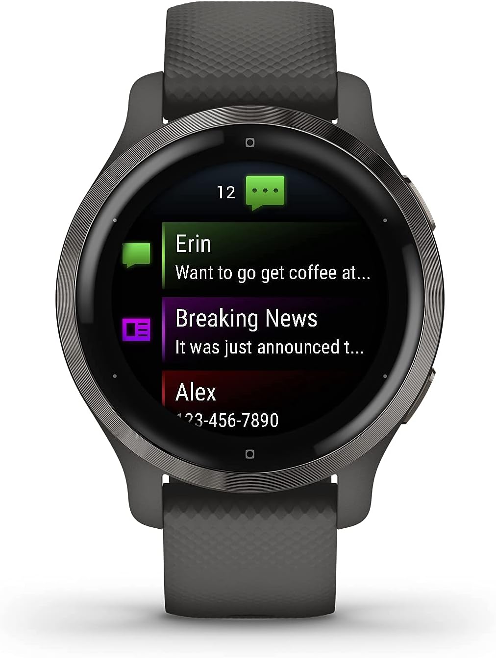 Garmin Venu 2S  Smaller-Sized GPS Smartwatch with Advanced Health Monitoring and Fitness Features  Slate Bezel with Graphite Case and Silicone Band  (010-02429-00) (Renewed)