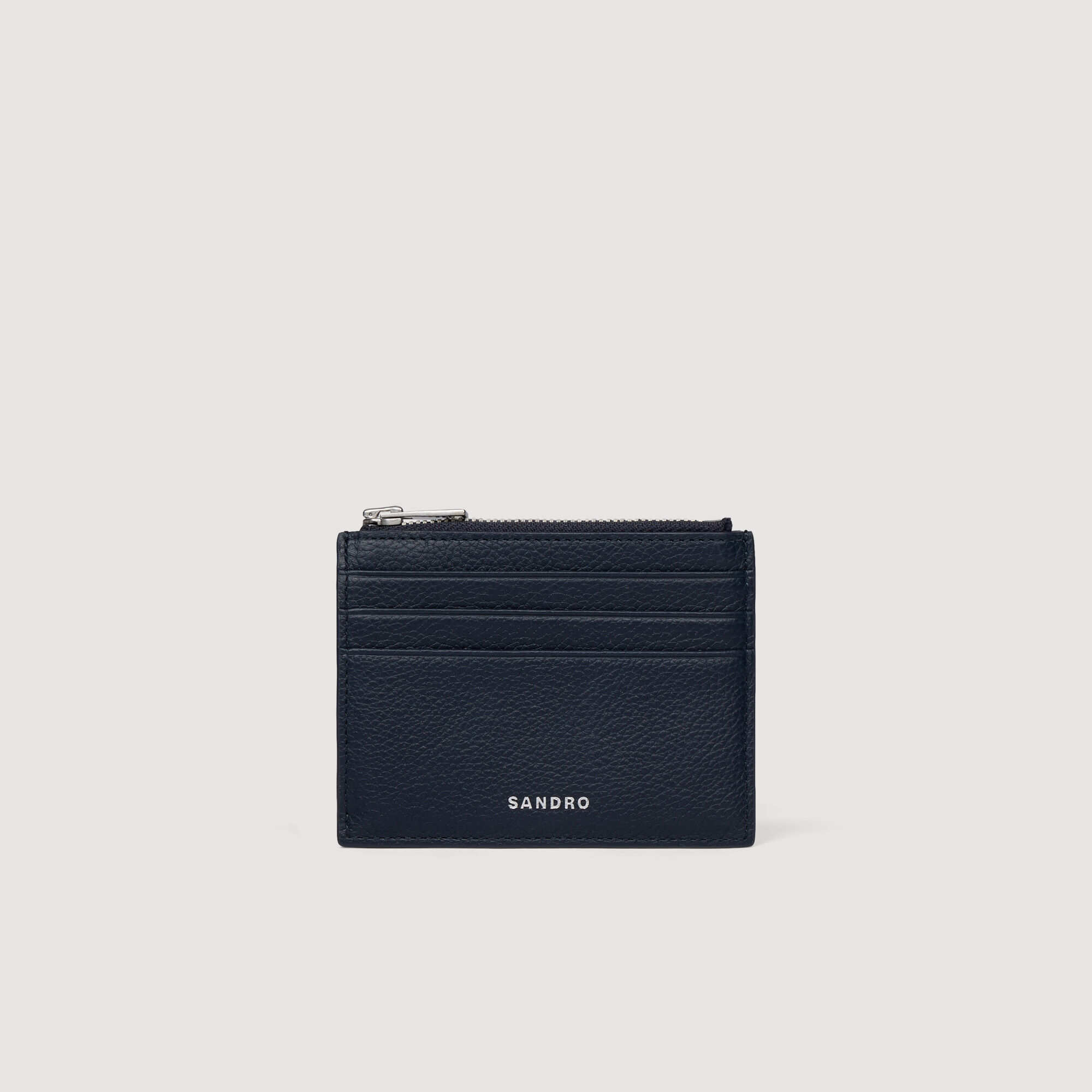Porte-cartes zippé en cuir grainé