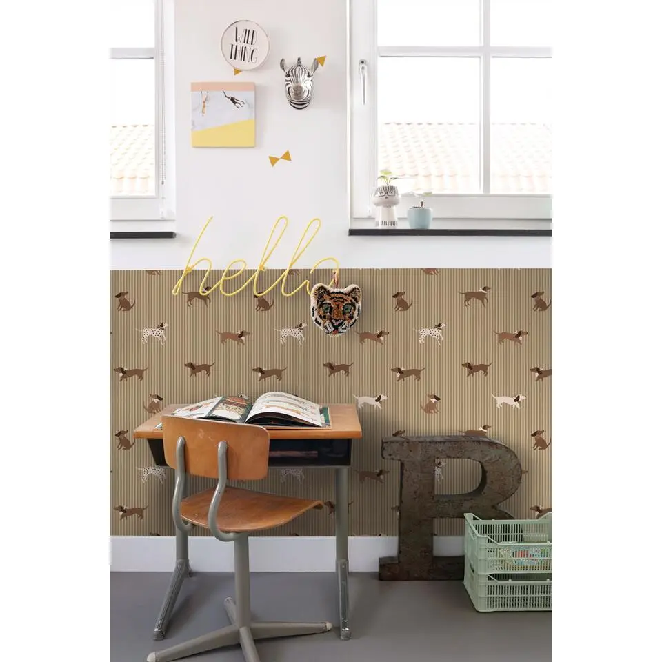 ESTAhome behang honden groen - 50 x 900 cm