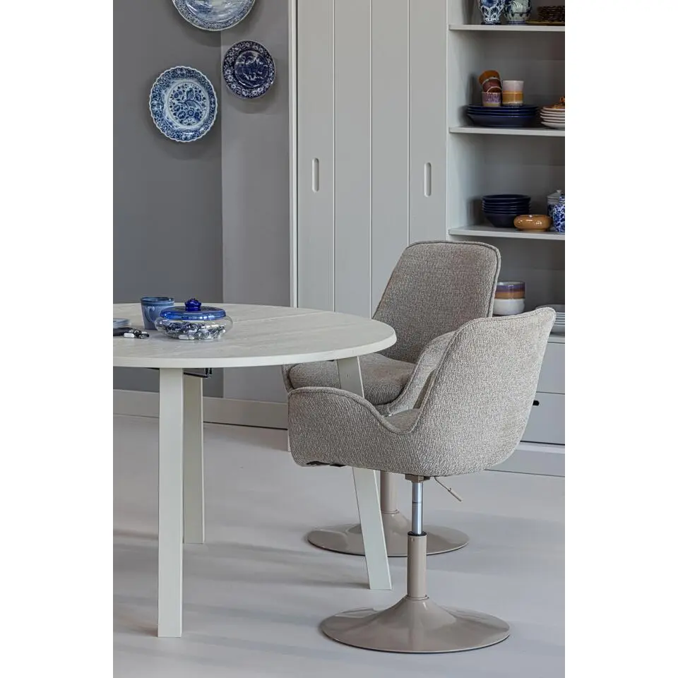 WOOOD Janne Uitschuifbare Eettafel Rond 120&Oslash; cm - Eiken - Dakargrau