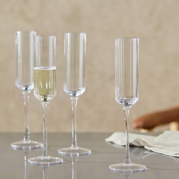 Habitat Wide Ribbed Set of 4 Champagne Flute