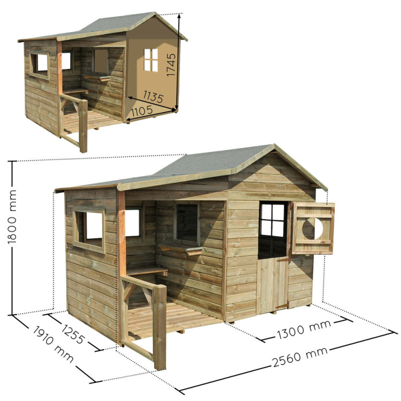 Cabane pour enfant Hacienda 2,56 x 1,91 x 1,8 m SOULET