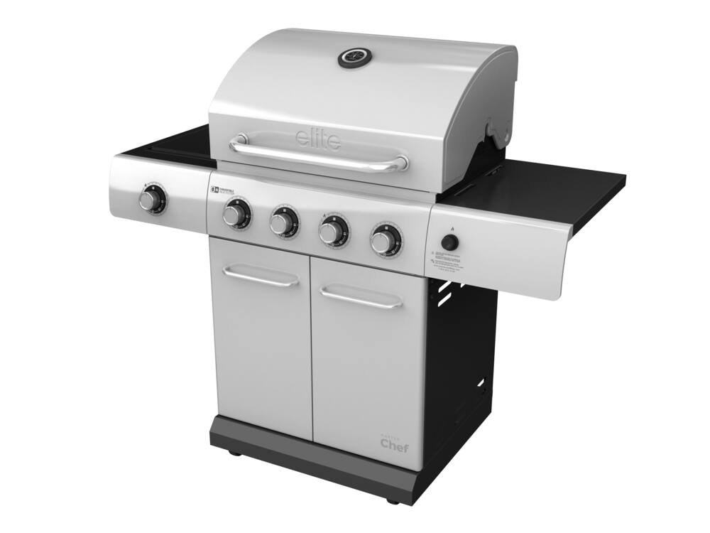 MASTER Chef Elite 4-Burner Convertible Propane Gas BBQ Grill with an Extra Side Burner