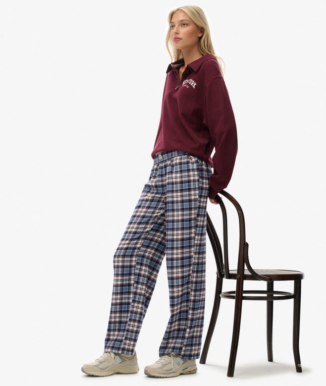 Cotton Check Elastic Trousers