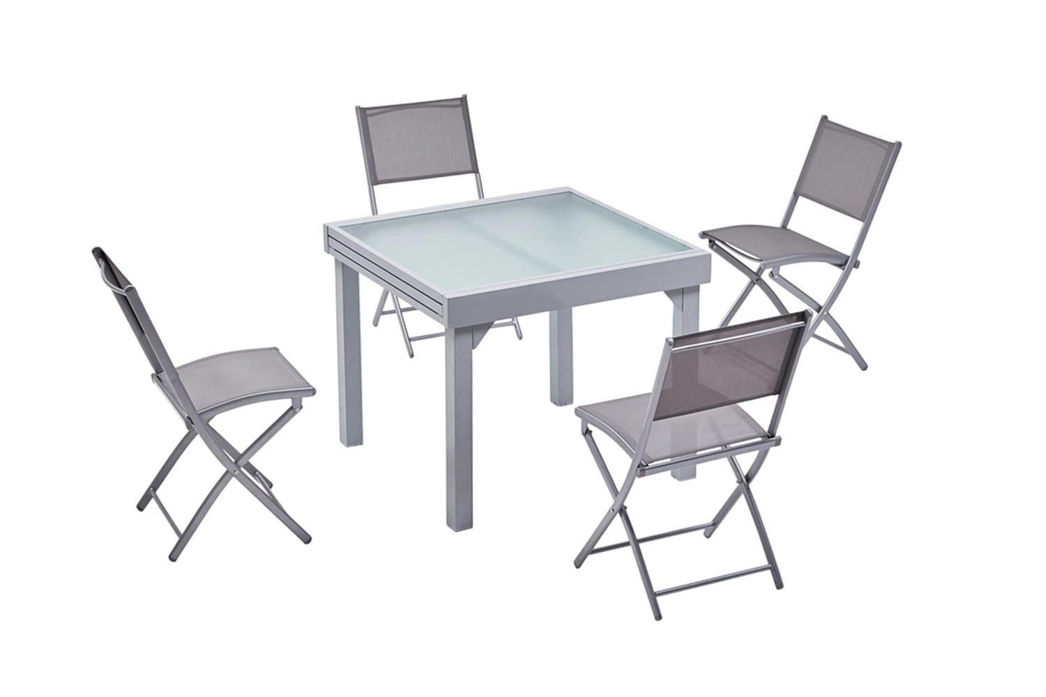 MOLVINA - Table de jardin extensible 8 places et 4 chaises