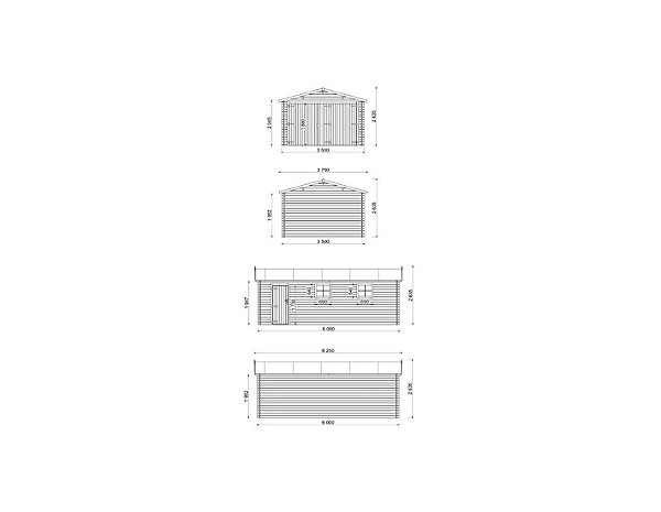 Garage en bois - 21m2 - 3.5x6m - imprégné - Ep. 28mm - couleur: marron - GAR20