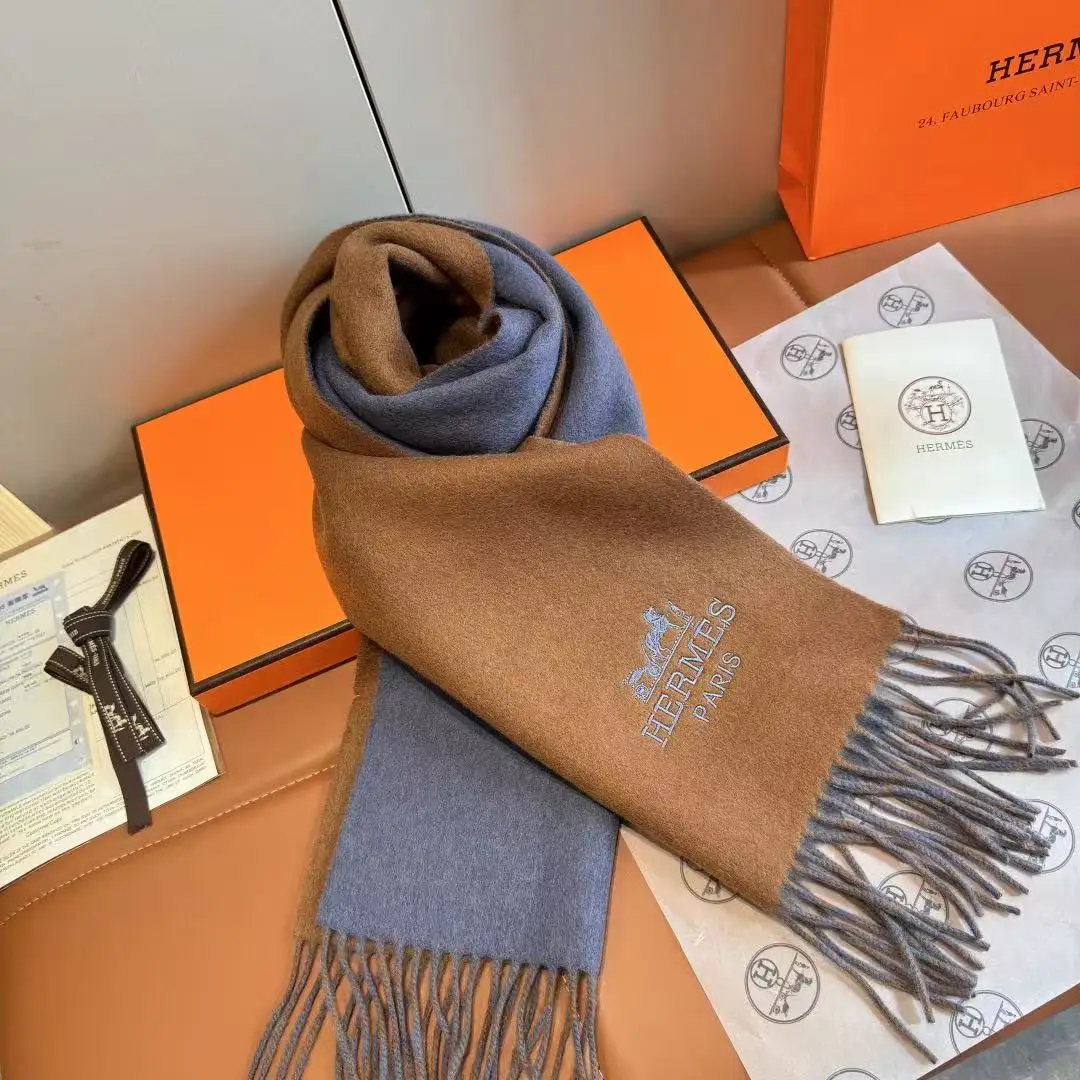 Hermes Double-faced lambswool scarf