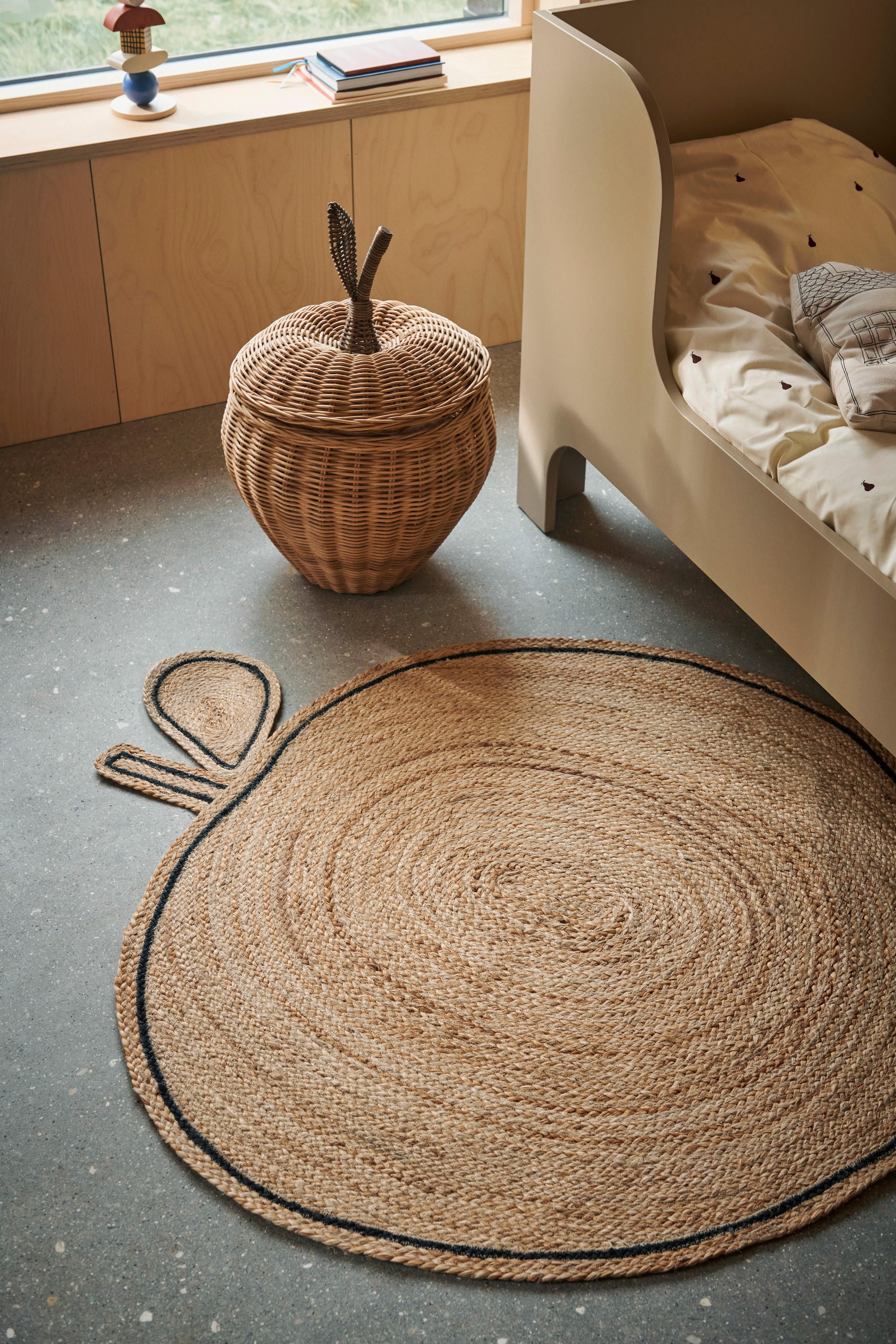 Handgefertigter Aufbewahrungskorb Apple aus Rattan