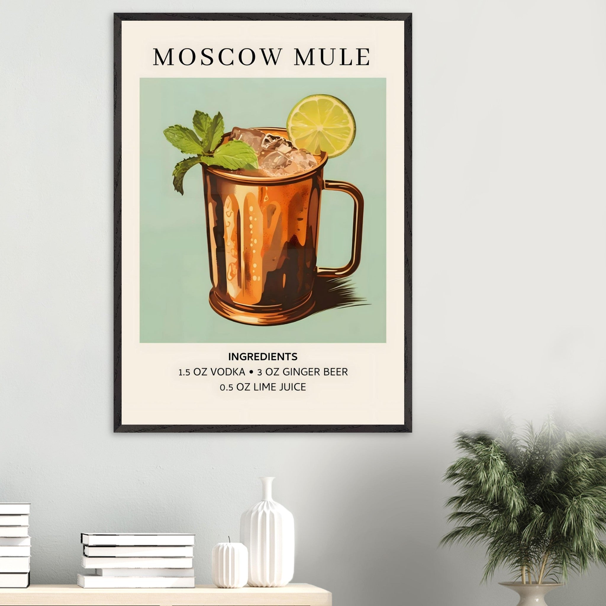 Artfulprints Poster Moscow Mule cocktail II - Ingrediënten  - 70x100 cm - Meerkleurig